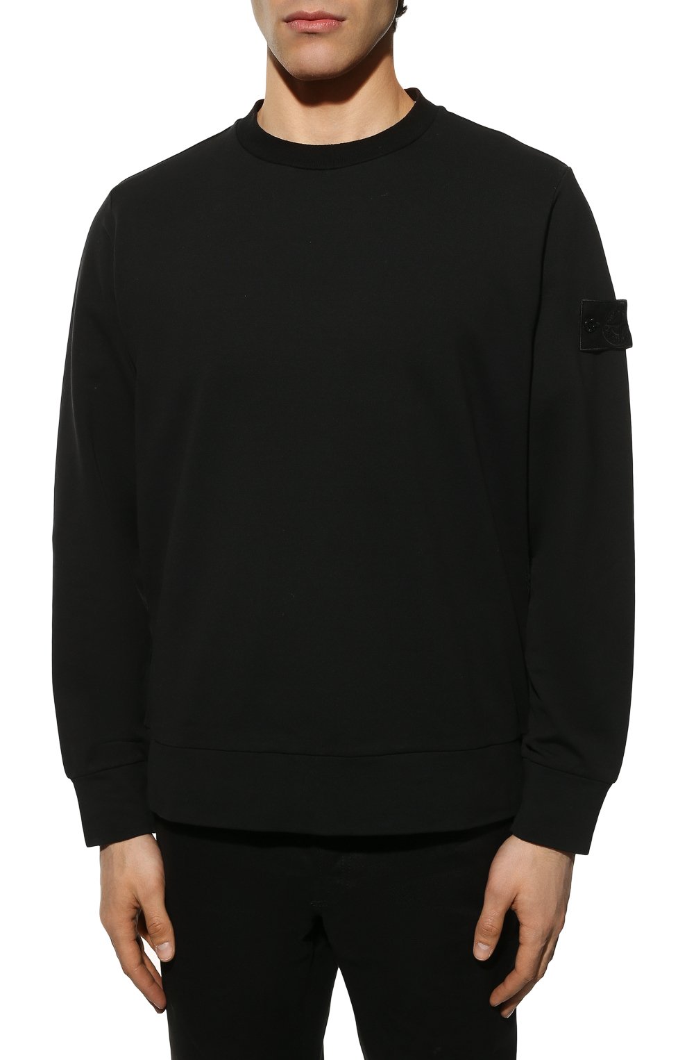 Мужской черный хлопковый свитшот STONE ISLAND купить в интернет