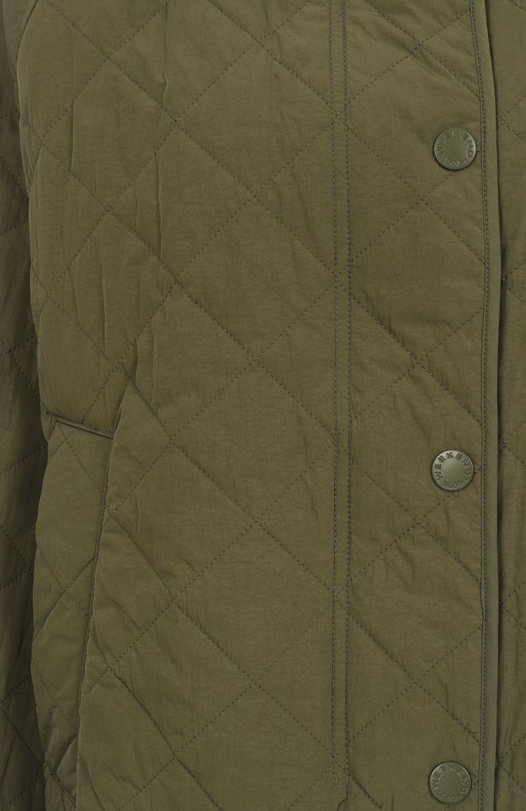 Женская куртка WEEKEND MAX MARA хаки цвета, арт. BEBER | Фото 6 (Рукава: Длинные; Автоматизация состава: Проставлено; Автоматизация ТО: Проставлено; Материал подклада: Синтетический материал; Материал внешний: Синтетический материал; Длина (верхняя одежда): Короткие; Кросс-КТ: Легкие, Куртка; Стили: Милитари)