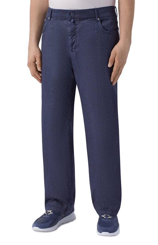 Брюки изо льна и хлопка Kiton UPR005LK0603H Синий  UPR005LK0603H Фото 3