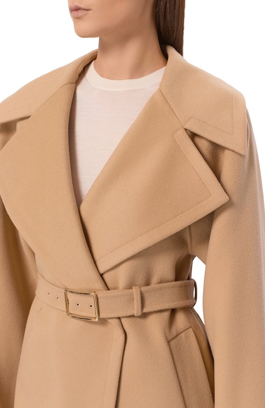 Шерстяное пальто Sportmax SPXPAGINE Бежевый  SPXPAGINE Фото 5