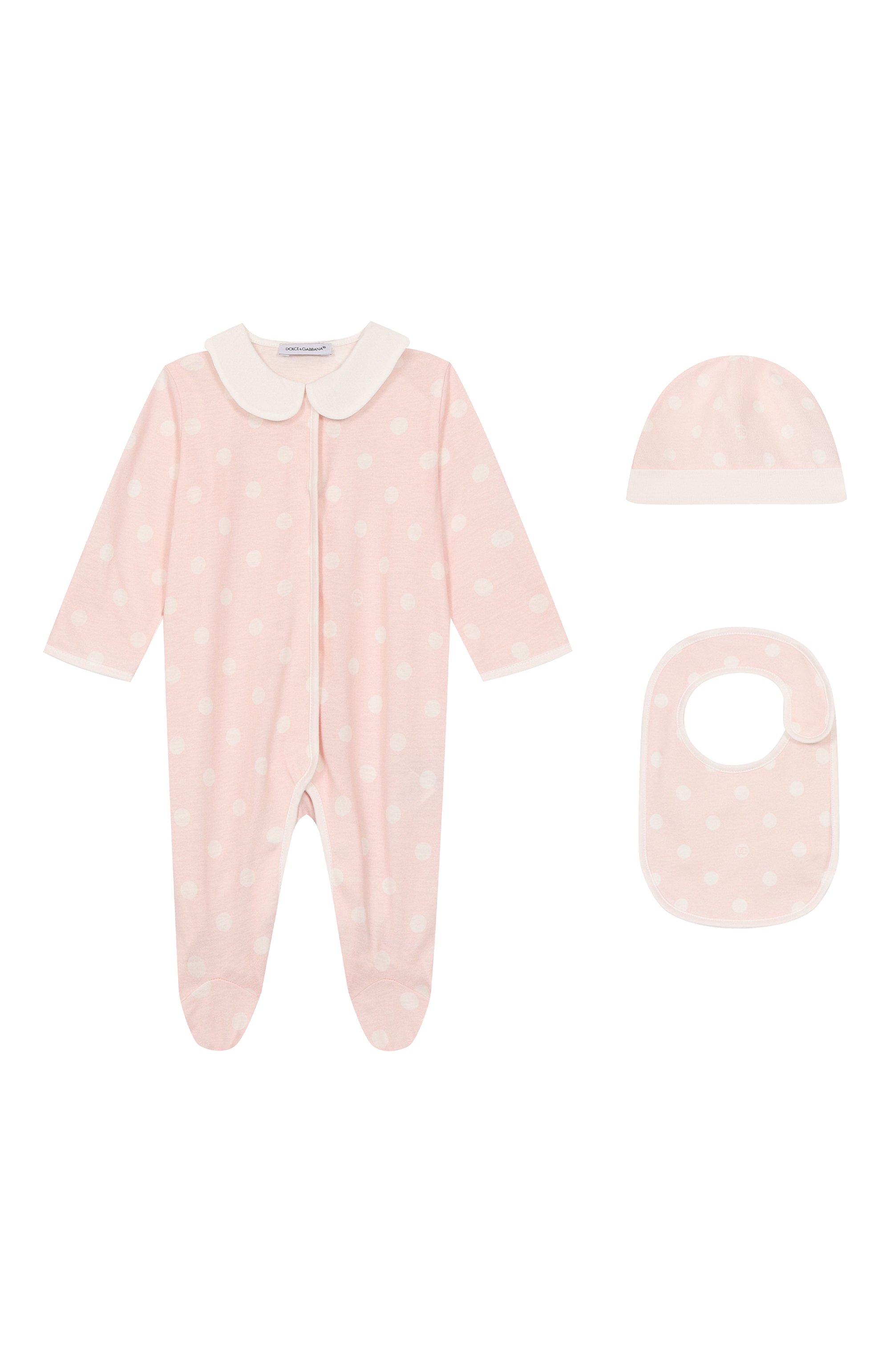 Комплект из трех предметов DOLCE & GABBANA светло-розового цвета по цене 44150 руб., арт. L2J04L/G7PJW, фото 1 Комплект из трех предметов DOLCE & GABBANA, арт. L2J04L/G7PJW, фото 1