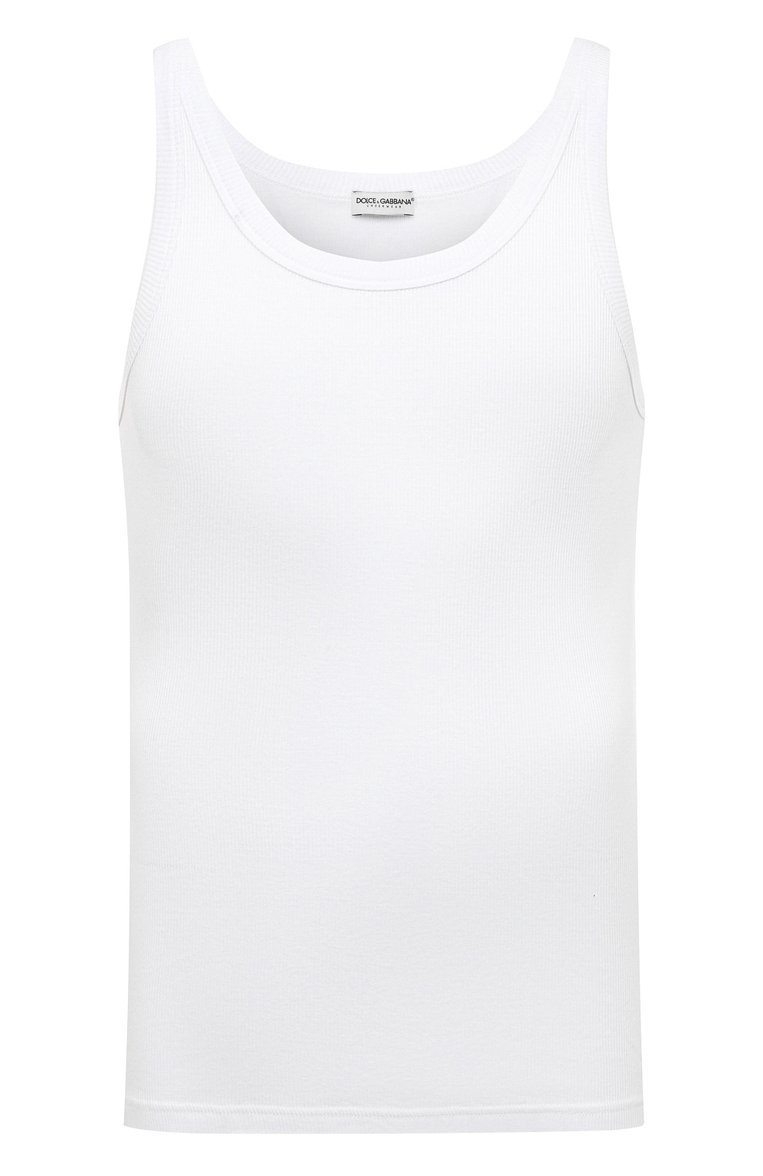Мужская хлопковая майка DOLCE & GABBANA белого цвета, арт. M8C19J/0NN96 | Фото 1 (Кросс-КТ: бельё; Длина (для топов): Стандартные; Материал внешний: Хлопок; Рукава: Без рукавов; Автоматизация ТО: Проставлено; Автоматизация состава: Проставлено)