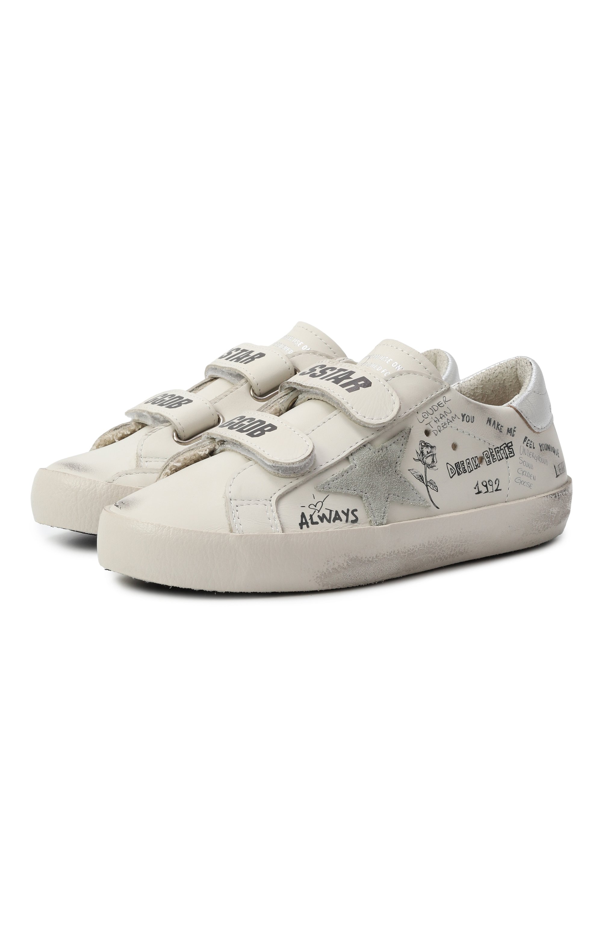 Кожаные кеды old school GOLDEN GOOSE DELUXE BRAND молочного цвета по цене 29050 руб., арт. GYF00111.F006766, фото 1 Кожаные кеды old school GOLDEN GOOSE DELUXE BRAND, арт. GYF00111.F006766, фото 1