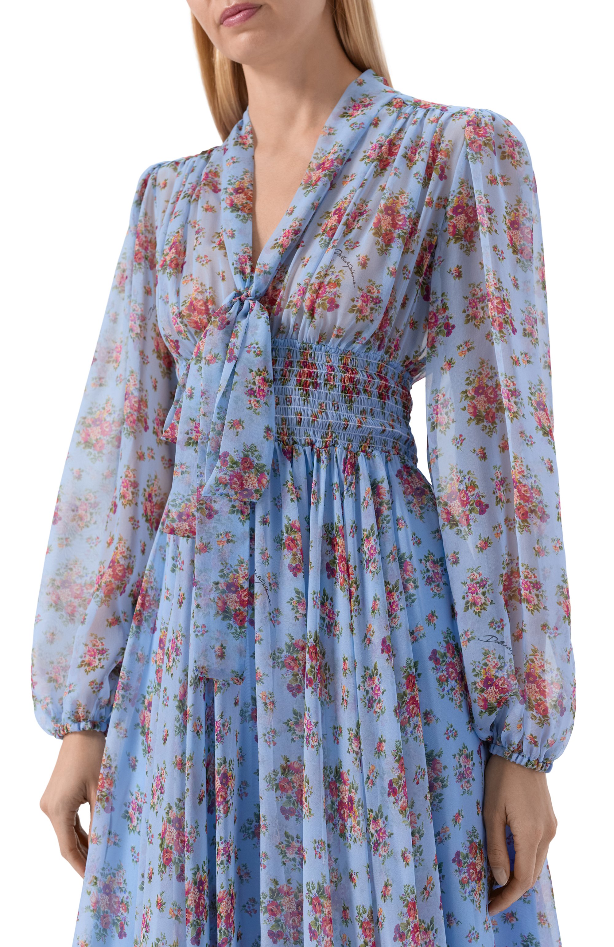 Платье из шелка и хлопка DOLCE & GABBANA, арт. F611ZT/IS10F, фото 4