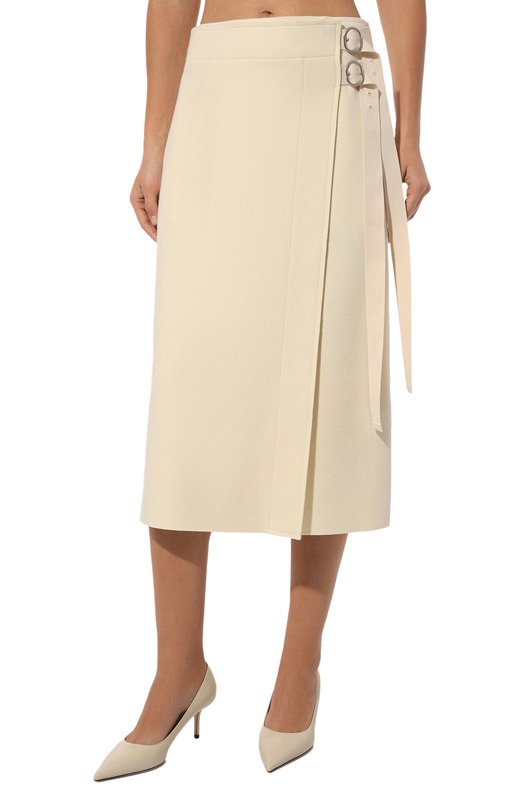Шерстяная юбка Jil Sander J40MA0157/J20212 Кремовый  J40MA0157/J20212 Фото 3