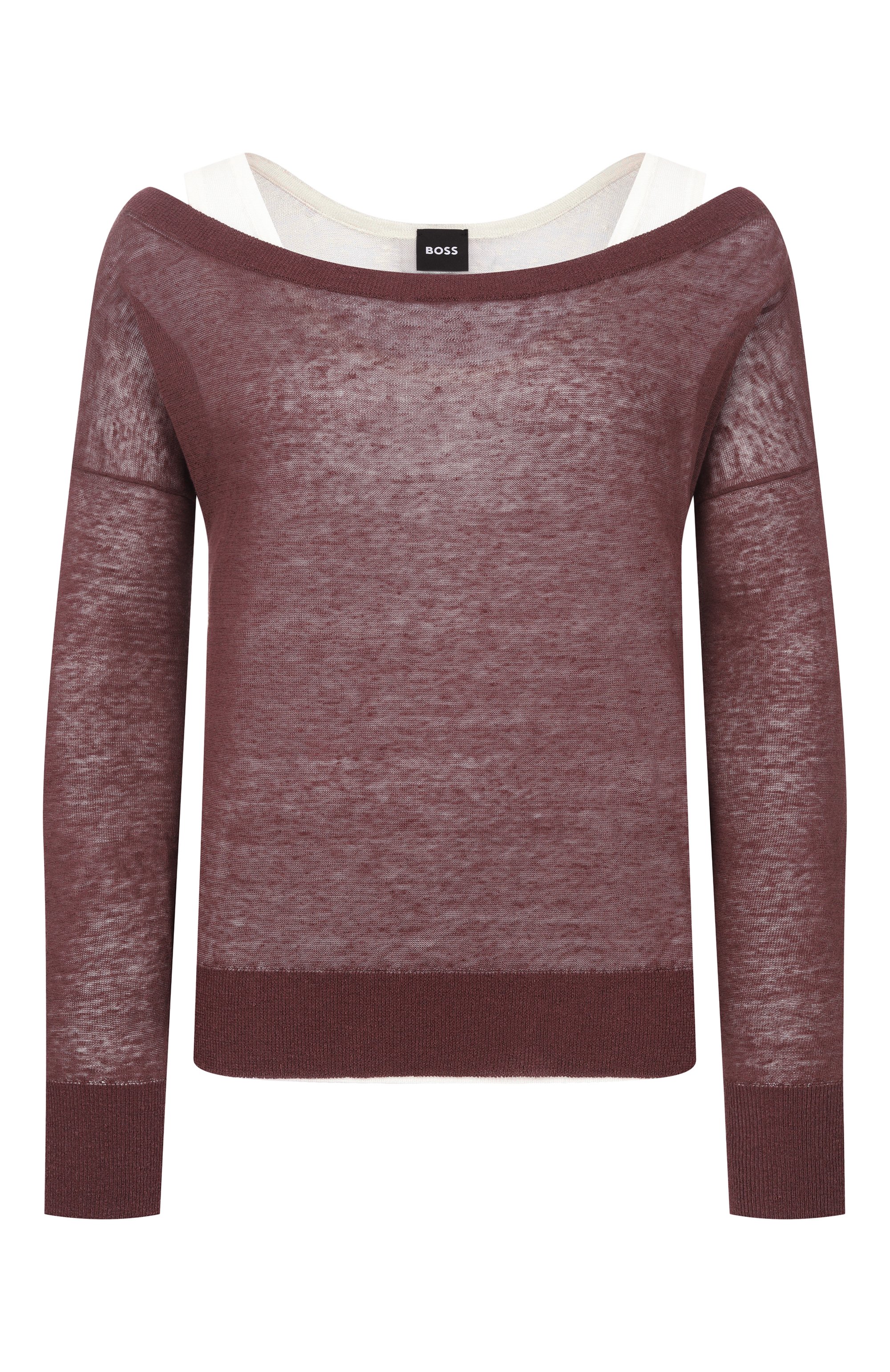 Пуловер изо льна и хлопка BOSS коричневого цвета по цене 31900 руб., арт. 50562972, фото 1 Пуловер изо льна и хлопка BOSS, арт. 50562972, фото 1