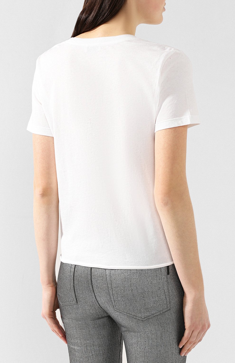 Хлопковая футболка SAINT LAURENT белого цвета по цене 41950 руб., арт. 557491/YBAQ2, фото 4 Хлопковая футболка SAINT LAURENT, арт. 557491/YBAQ2, фото 4