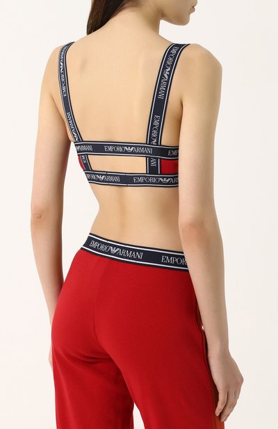 Хлопковый бюстгальтер с логотипом бренда EMPORIO ARMANI красного цвета по цене 5765 руб., арт. 163651/8P317, фото 4 Хлопковый бюстгальтер с логотипом бренда EMPORIO ARMANI, арт. 163651/8P317, фото 4