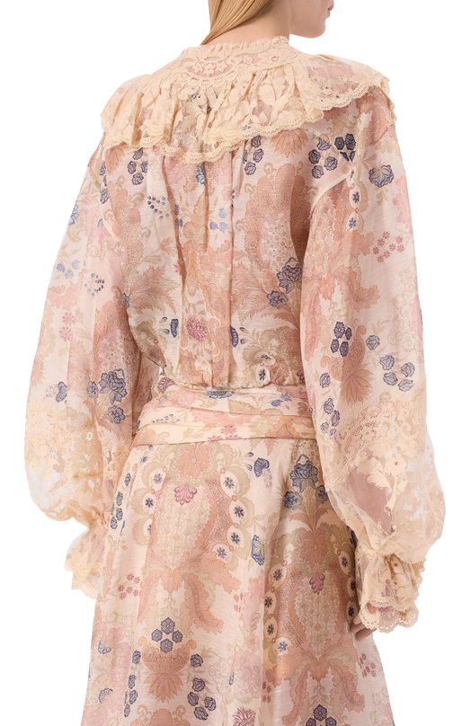 Блузка изо льна и шелка Zimmermann 7117TC261 Кремовый  7117TC261 Фото 4