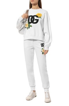 Женский хлопковый свитшот DOLCE & GABBANA белого цвета, арт. F9L05T/GDCDF | Фото 2 (Длина (для топов): Стандартные; Рукава: Длинные; Материал внешний: Хлопок; Стили: Кэжуэл; Женское Кросс-КТ: Свитшот-одежда)