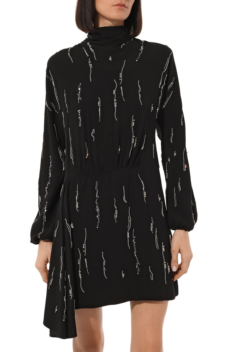 Женское платье PRADA черного цвета, арт. P36U2R-1R15-F0002 | Фото 3 (Длина Ж (юбки, платья, шорты): Мини; Рукава от горловины: Длинные; Рукава: Длинные; Материал внешний: Синтетический материал; Случай: Повседневный; Женское Кросс-КТ: Платье-одежда; Автоматизация Diginetica: Не назначено)