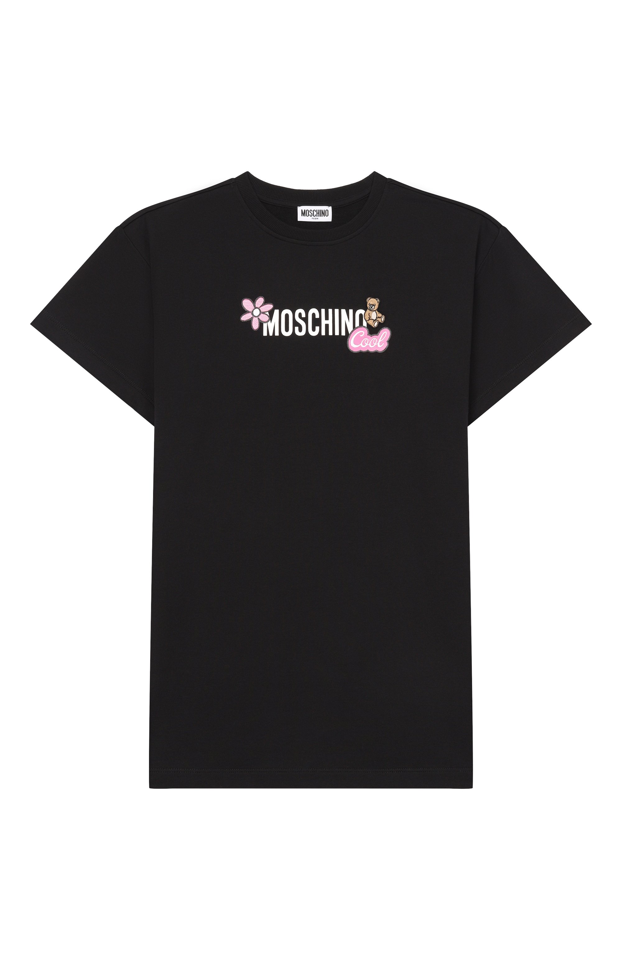 Хлопковое платье MOSCHINO черного цвета по цене 16450 руб., арт. HEV0GL/LDA25, фото 1 Хлопковое платье MOSCHINO, арт. HEV0GL/LDA25, фото 1