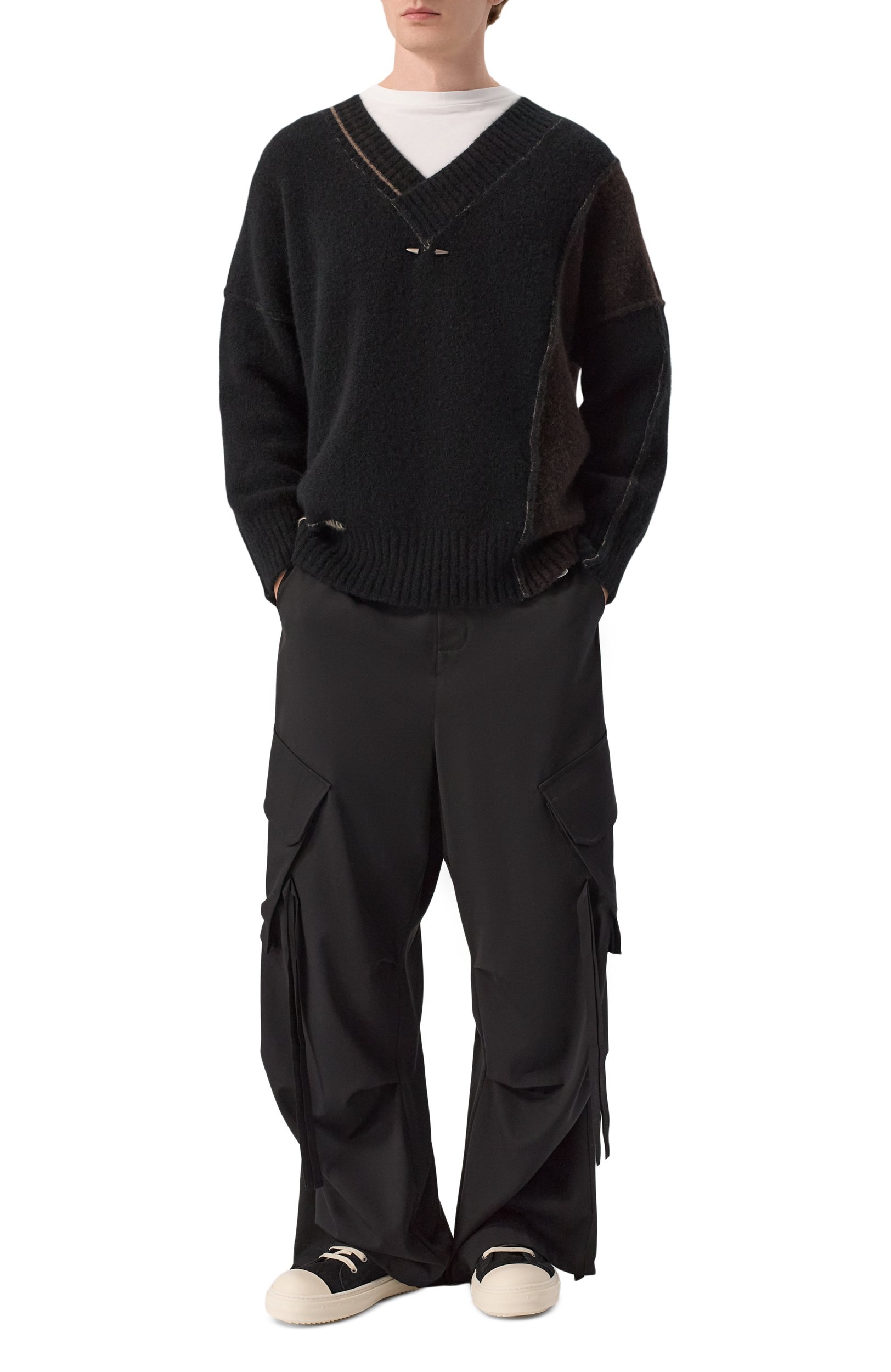 Замшевые кеды RICK OWENS черно-белого цвета по цене 106000 руб., арт. RR02F4899/LVSHH4, фото 2 Замшевые кеды RICK OWENS, арт. RR02F4899/LVSHH4, фото 2