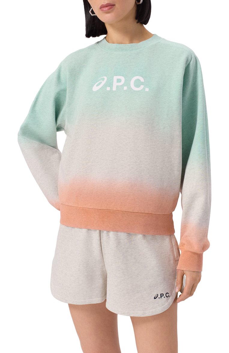 Женский хлопковый свитшот a.p.c. x asics A.P.C. разноцветного цвета, арт. C0EZD-F27957 | Фото 3 (Длина (для топов): Стандартные; Материал внешний: Хлопок; Рукава: Длинные; Автоматизация состава: Проставлено; Автоматизация ТО: Проставлено; Женское Кросс-КТ: Свитшот-одежда; Стили: Спорт-шик; Принт: С принтом)