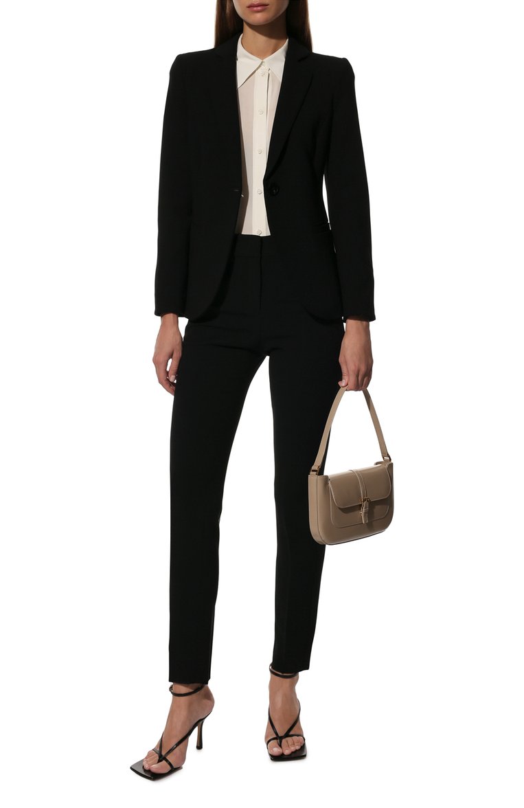 Женский шерстяной жакет EMPORIO ARMANI черного цвета, арт. 0NG3BT/02002 | Фото 2 (Материал подклада: Вискоза; Материал внешний: Шерсть; Рукава: Длинные; Длина (для топов): Стандартные; Стили: Классический; Женское Кросс-КТ: Жакет-одежда; 1-2-бортные: Однобортные; Случай: Формальный; Драгоценные камни: Проставлено; Материал сплава: Проставлено; Региональные ограничения белый список (Axapta Mercury): Не проставлено)