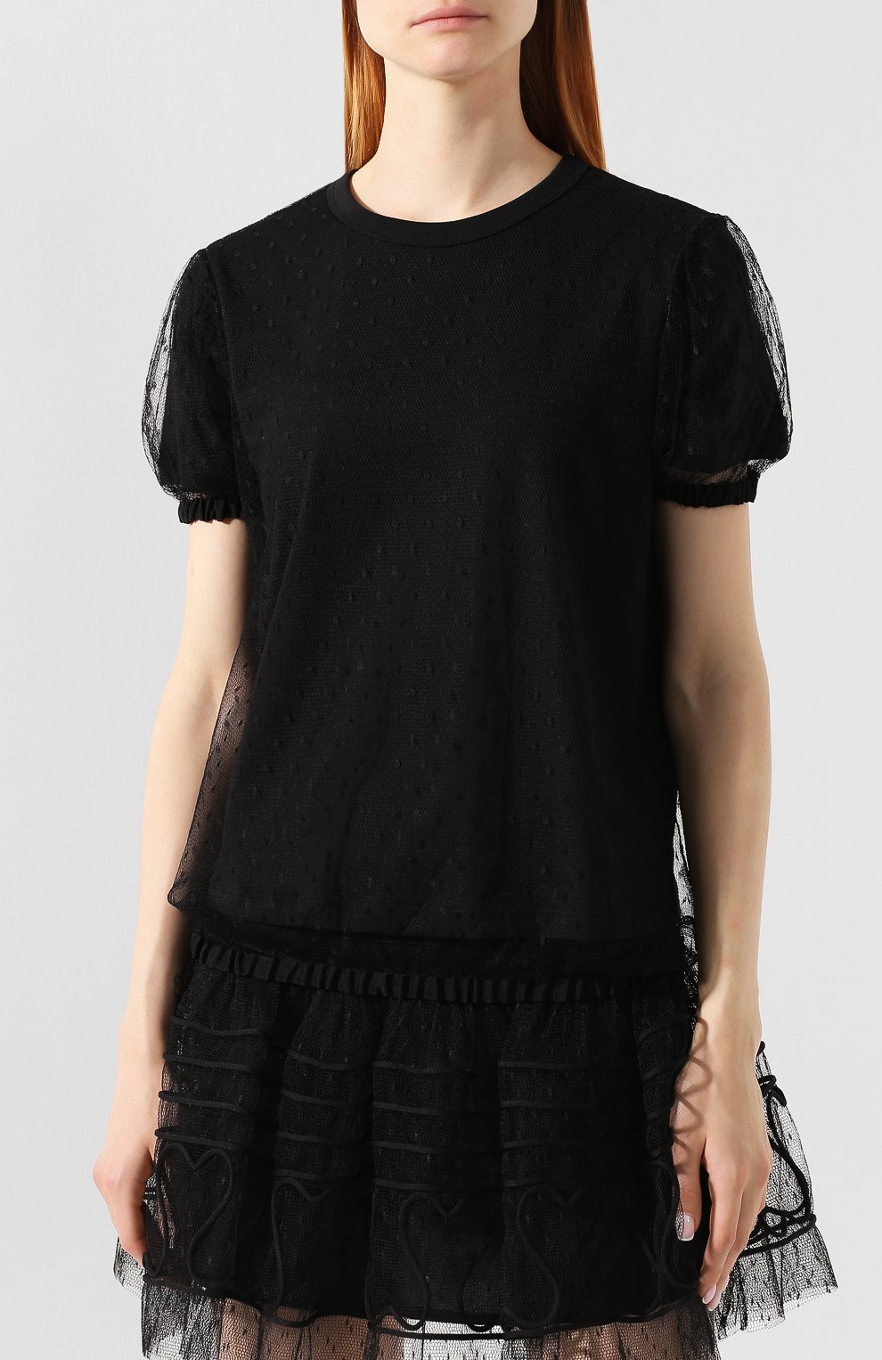 Хлопковый топ REDVALENTINO черного цвета по цене 17100 руб., арт. SR3MG01F/4FA, фото 3 Хлопковый топ REDVALENTINO, арт. SR3MG01F/4FA, фото 3