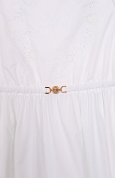 Детское хлопковое платье VERSACE белого цвета, арт. 1018151/1A13100/8A-14A | Фото 3 (Материал внешний: Хлопок; Рукава: Короткие; Девочки Кросс-КТ: Платье-одежда; Случай: Повседневный; Материал подклада: Хлопок; Автоматизация ТО: Проставлено; Автоматизация состава: Проставлено; Ростовка одежда: 6 лет | 116 см, 8 лет | 128 см, 10 - 11 лет | 140 - 146см, 12 лет | 152 см, 16 лет | 164 см)