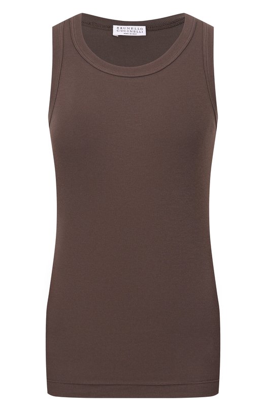 Хлопковая майка Brunello Cucinelli M0TC8FX230 Коричневый M0TC8FX230