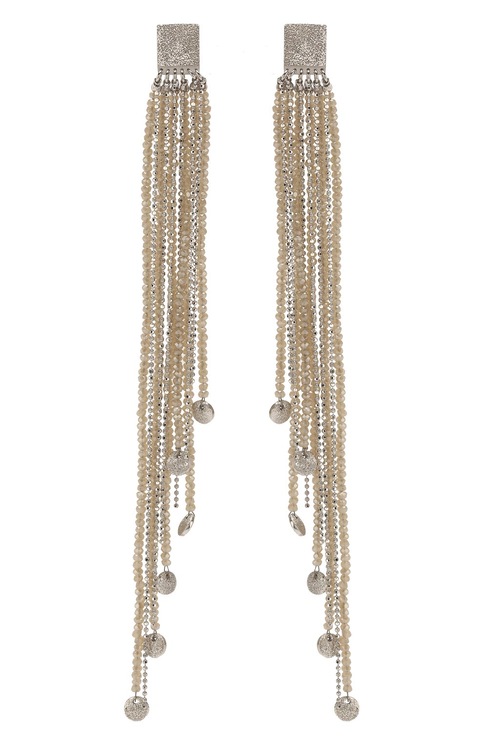 Серьги BRUNELLO CUCINELLI серебряного цвета по цене 168500 руб., арт. M0RW9LV12/M, фото 1 Серьги BRUNELLO CUCINELLI, арт. M0RW9LV12/M, фото 1