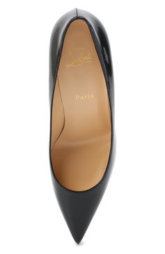 Женские кожаные туфли kate 85 CHRISTIAN LOUBOUTIN черного цвета, арт. kate 85 patent | Фото 5 (Подошва: Плоская; Каблук тип: Шпилька; Каблук высота: Высокий; Драгоценные камни: Проставлено; Материал сплава: Проставлено; Материал внешний: Натуральная кожа)