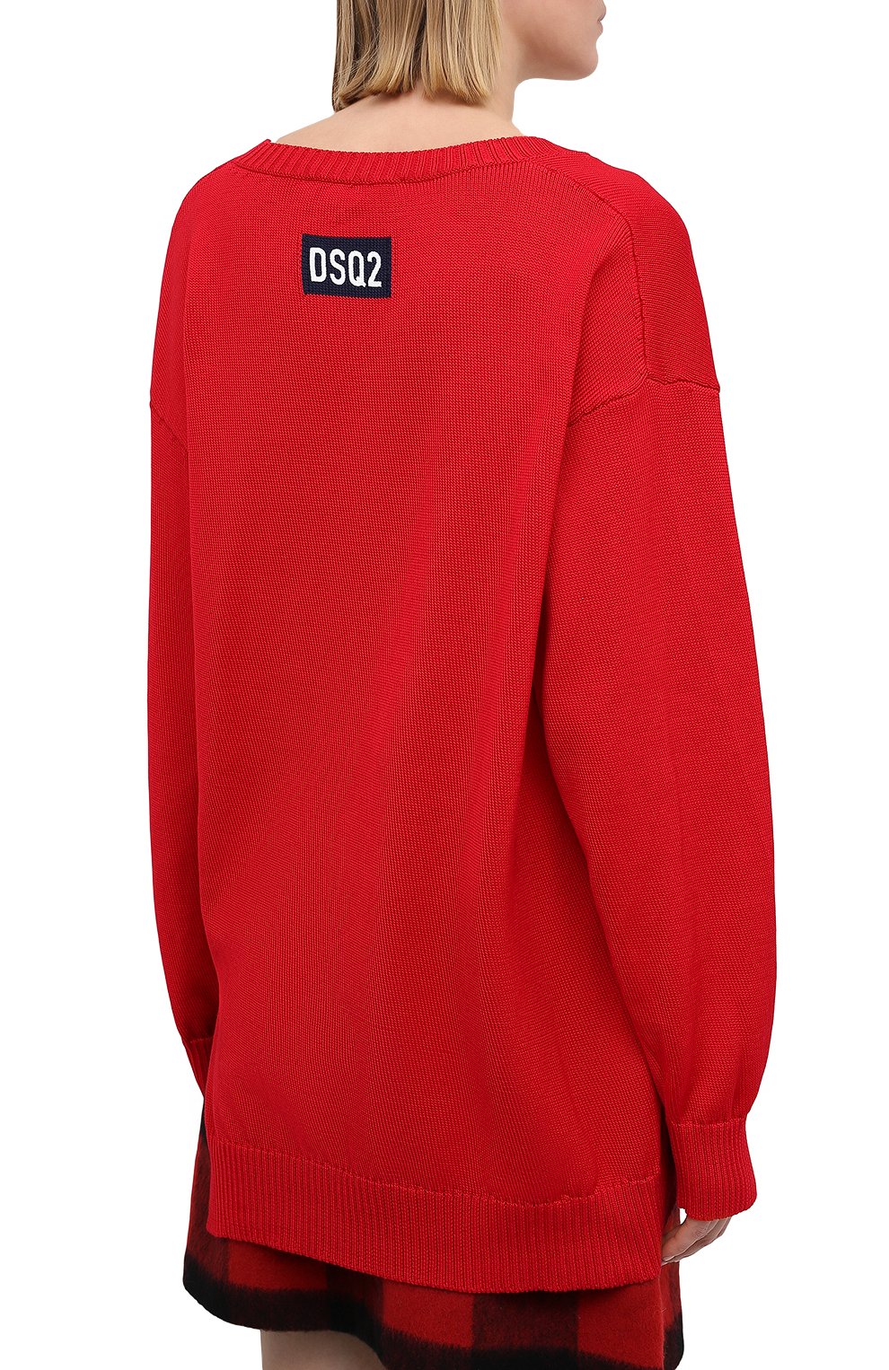 Хлопковый пуловер DSQUARED2 красного цвета по цене 45900 руб., арт. S75HA1045/S17612, фото 4 Хлопковый пуловер DSQUARED2, арт. S75HA1045/S17612, фото 4