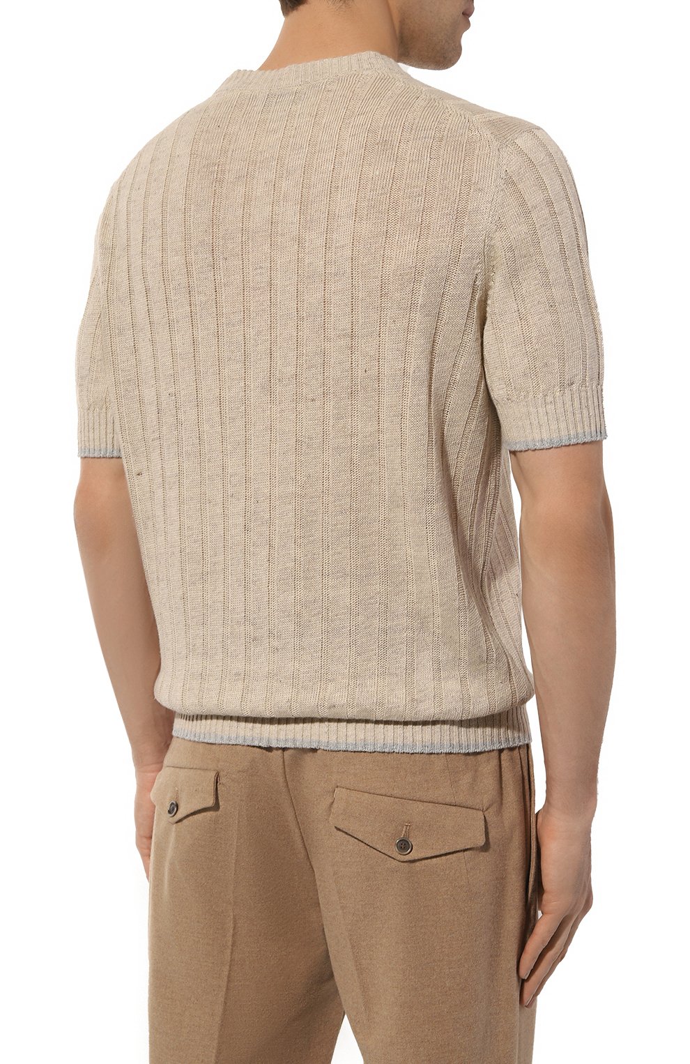 Джемпер изо льна и хлопка BRUNELLO CUCINELLI бежевого цвета по цене 116000 руб., арт. M2L70B2273, фото 4 Джемпер изо льна и хлопка BRUNELLO CUCINELLI, арт. M2L70B2273, фото 4