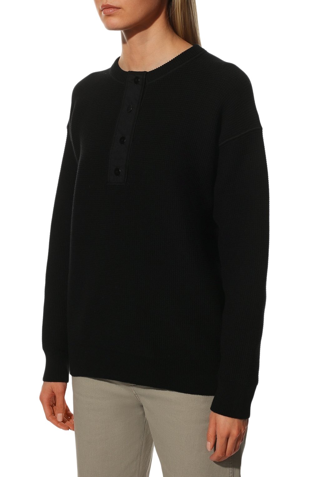 Свитер из хлопка и кашемира THE ROW черного цвета по цене 224000 руб., арт. 6293Y538, фото 3 Свитер из хлопка и кашемира THE ROW, арт. 6293Y538, фото 3