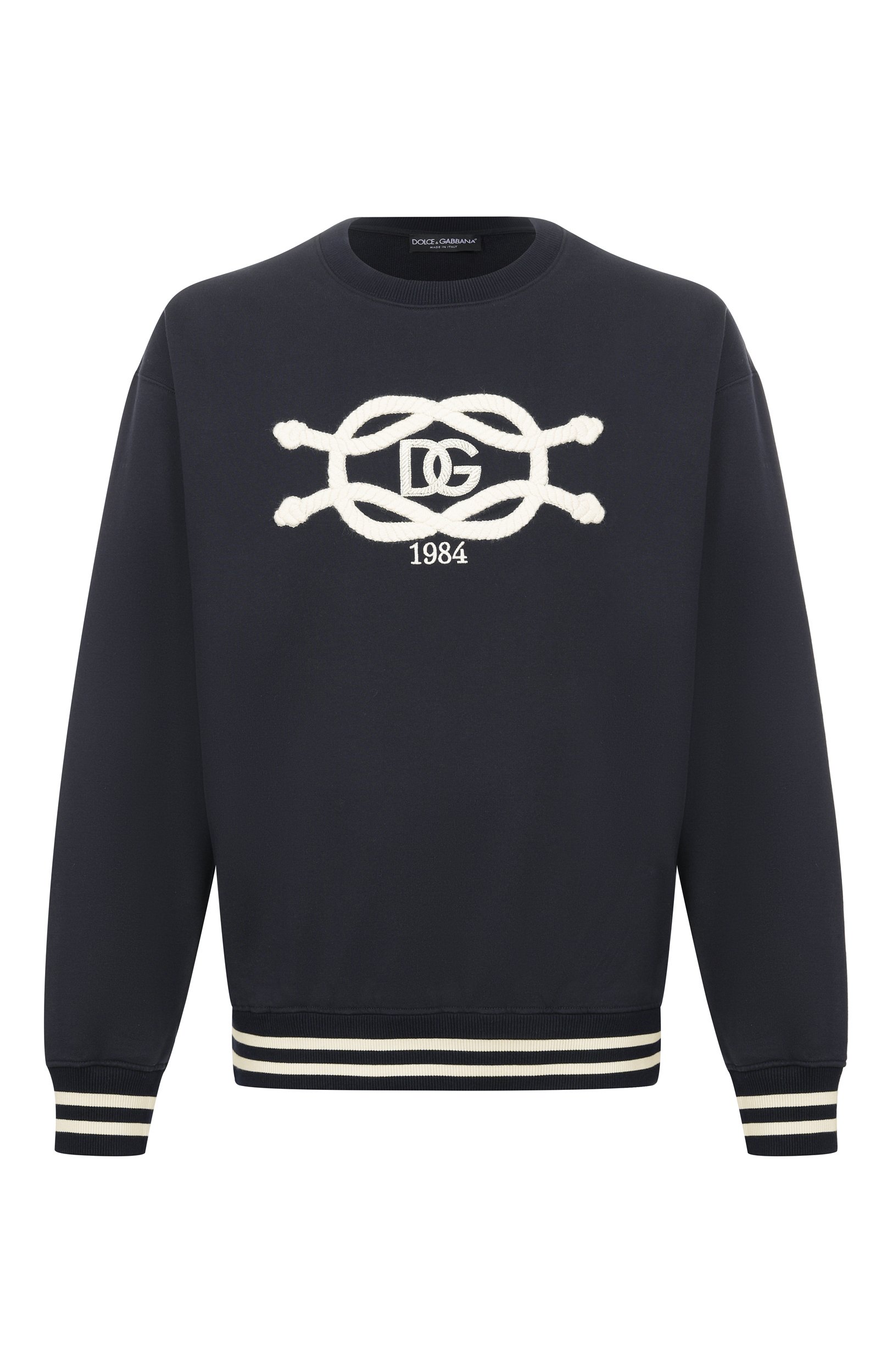 Хлопковый свитшот DOLCE & GABBANA темно-синего цвета по цене 139500 руб., арт. G9AHSZ/G7Q2Q, фото 1 Хлопковый свитшот DOLCE & GABBANA, арт. G9AHSZ/G7Q2Q, фото 1