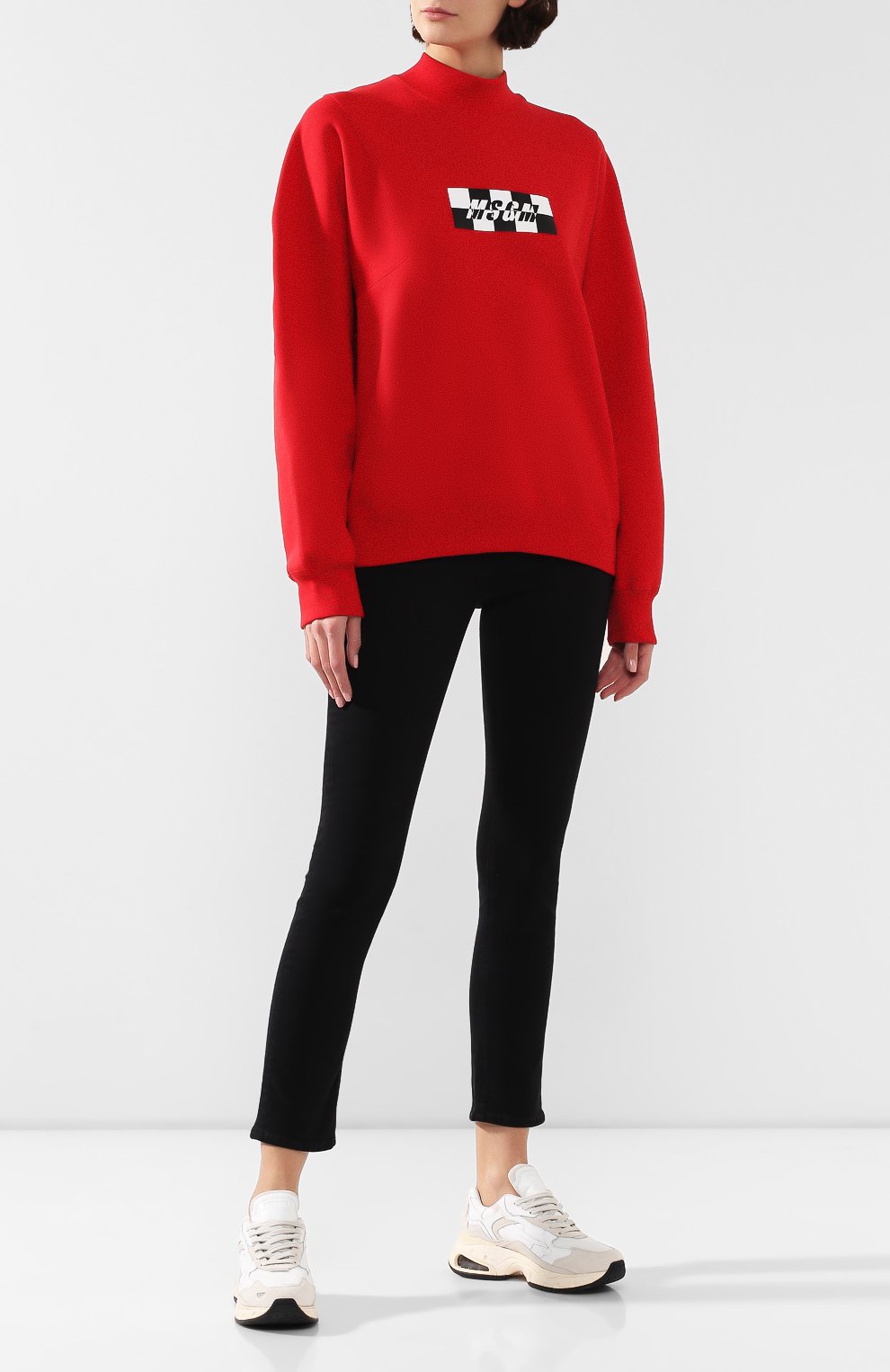 Хлопковый свитшот MSGM красного цвета по цене 15200 руб., арт. 2742MDM193 195799, фото 2 Хлопковый свитшот MSGM, арт. 2742MDM193 195799, фото 2