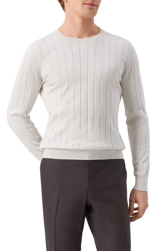 Хлопковый джемпер Corneliani 25M513-2525153 Белый  25M513-2525153 Фото 3