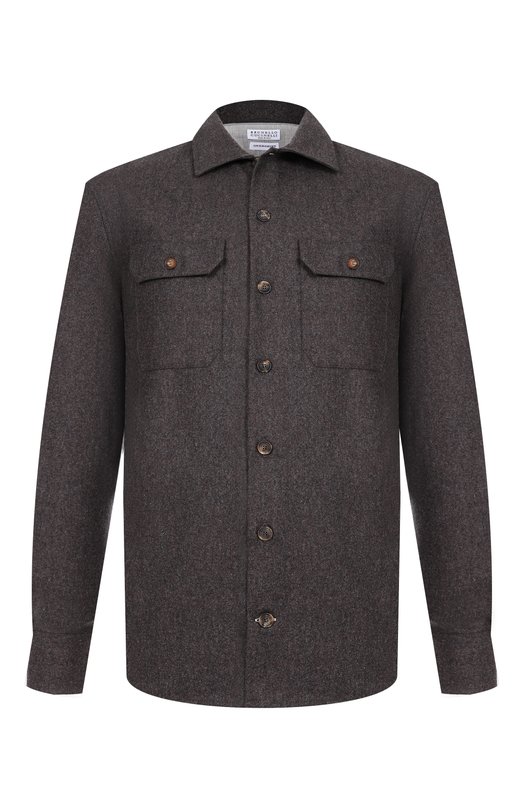 Шерстяная рубашка Brunello Cucinelli M038P0720 Коричневый M038P0720
