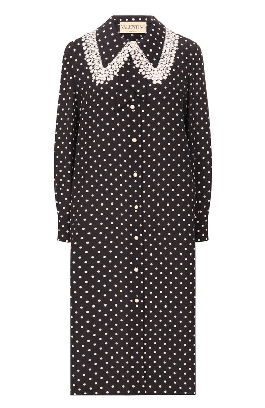 Шелковое платье Valentino 8B3VAHV7/9DW Чёрно-белый 8B3VAHV7/9DW