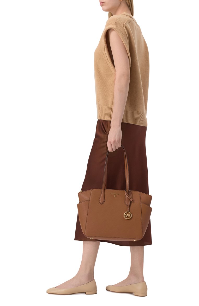 Женская сумка-тоут marilyn medium MICHAEL MICHAEL KORS коричневого цвета, арт. 30S2G6AT2L | Фото 7 (Размер: medium; Материал: Натуральная кожа; Автоматизация состава: Проставлено; Автоматизация ТО: Проставлено)