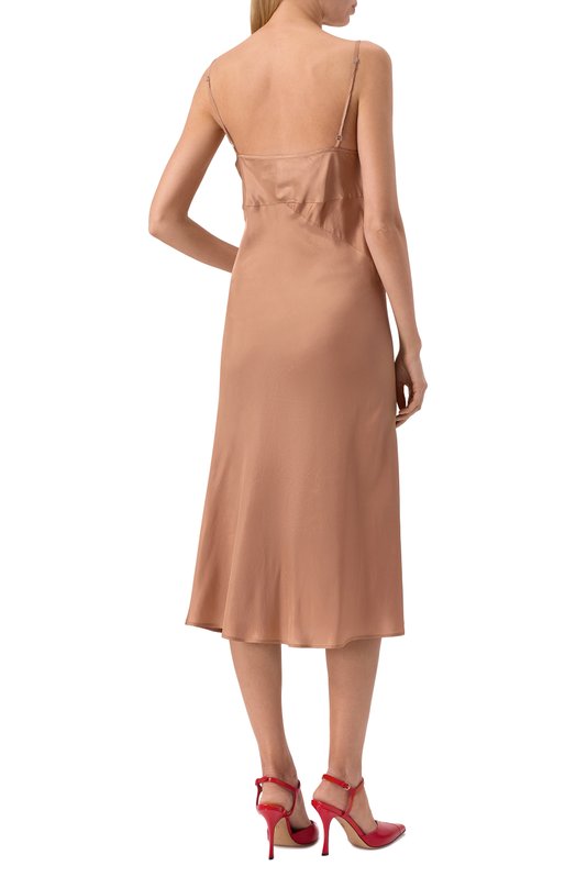 Атласное платье Dries Van Noten 251-011000-1427 Бежевый  251-011000-1427 Фото 4