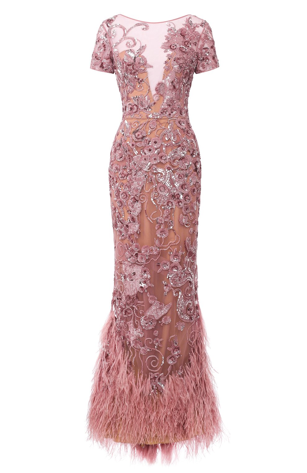 Платье-макси с перьями и декоративной отделкой ZUHAIR MURAD, арт. DRP18001/NFTU002, фото 1