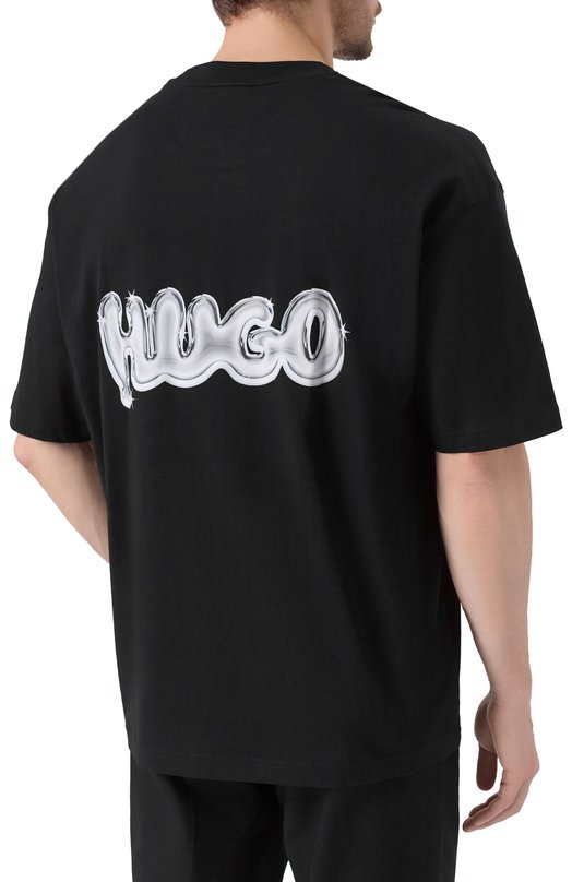 Хлопковая футболка HUGO Blue 50549769 Чёрный  50549769 Фото 4