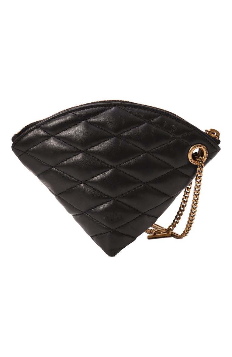 Женский клатч sade SAINT LAURENT черного цвета, арт. 802198/AAAJU | Фото 6 (Драгоценные камни: Проставлено; Размер: mini; Женское Кросс-КТ: Клатч-клатчи, Вечерняя сумка; Материал сплава: Проставлено; Материал: Натуральная кожа)
