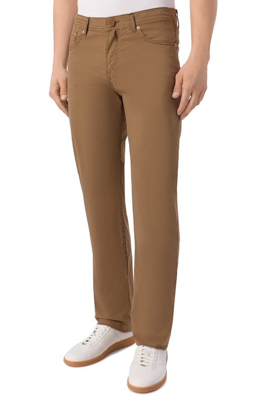 Брюки из хлопка и лиоцелла Kiton UPNJS1K0610H Коричневый  UPNJS1K0610H Фото 3
