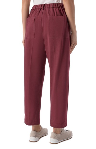 Хлопковые брюки BRUNELLO CUCINELLI бордового цвета по цене 178000 руб., арт. MP827SN799, фото 4 Хлопковые брюки BRUNELLO CUCINELLI, арт. MP827SN799, фото 4