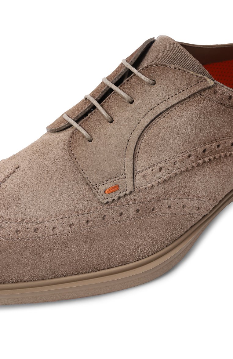Мужские замшевые дерби easy SANTONI бежевого цвета, арт. MGEG19033TAUXGEX | Фото 7 (Материал внутренний: Натуральная кожа; Материал внешний: Натуральная кожа, Замша; Нос: Не проставлено; Мужское Кросс-КТ: Броги-обувь; Стили: Классический; Автоматизация состава: Проставлено)