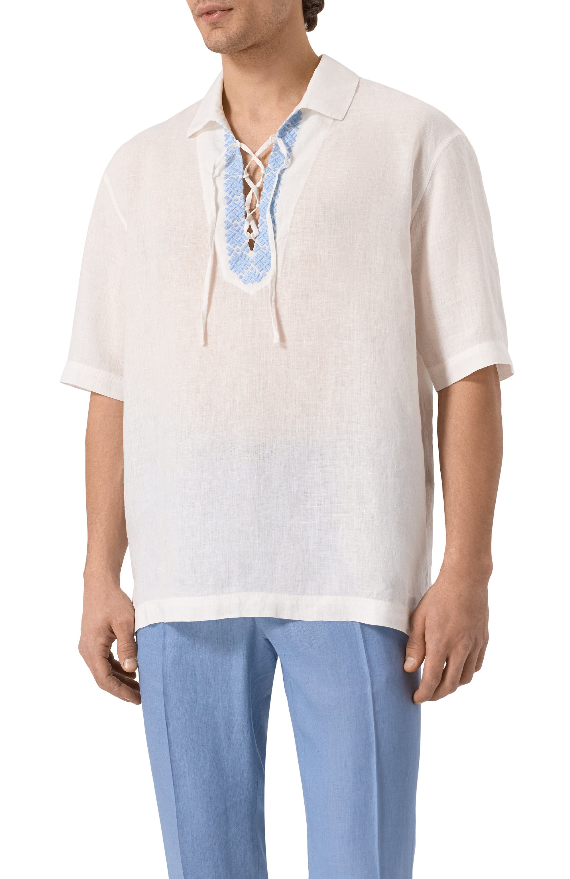 Льняная рубашка MVST белого цвета по цене 63850 руб., арт. 25E/X1P/0/G031/3626, фото 3 Льняная рубашка MVST, арт. 25E/X1P/0/G031/3626, фото 3