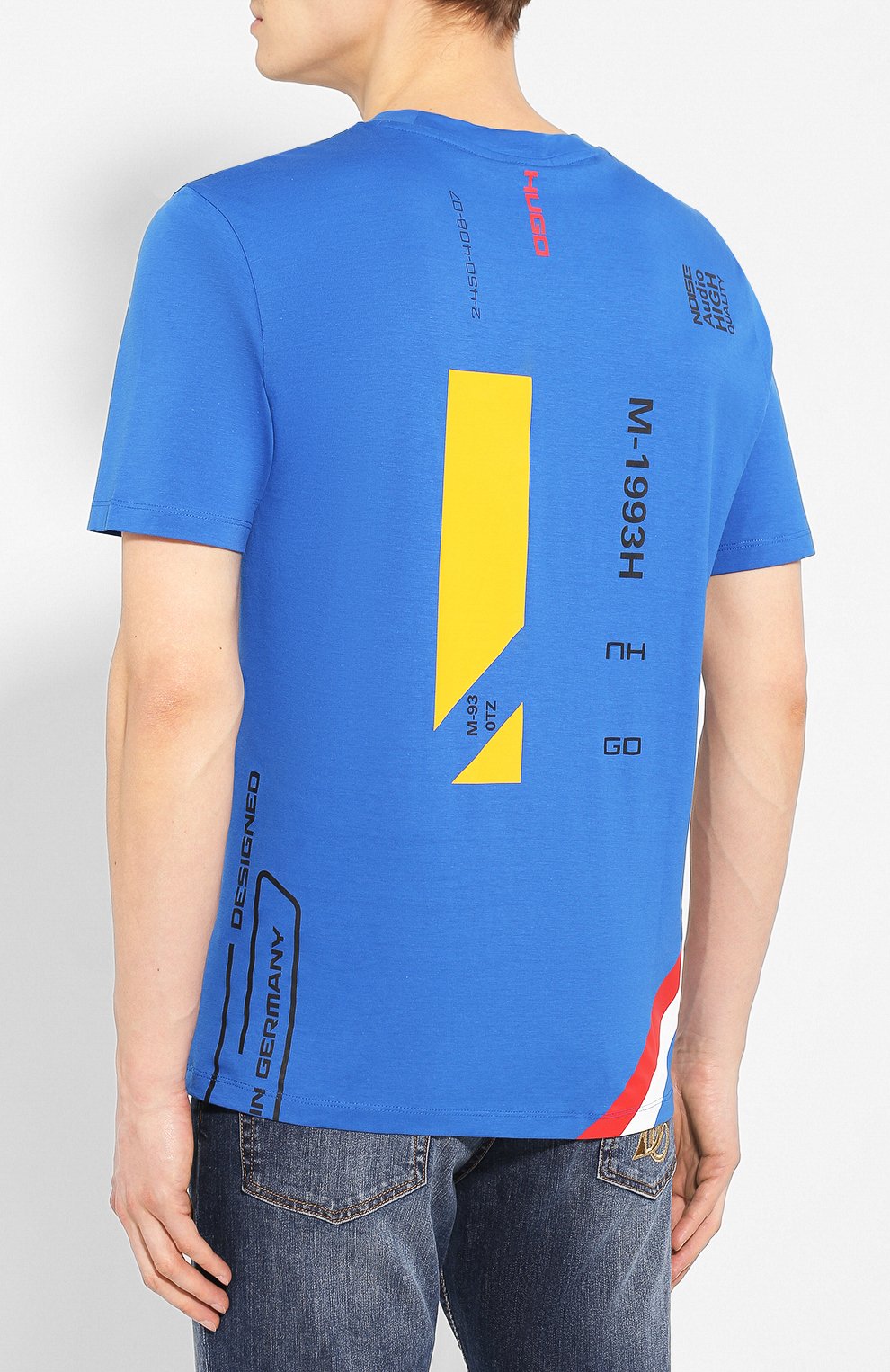 Хлопковая футболка HUGO синего цвета по цене 6600 руб., арт. 50430588, фото 4 Хлопковая футболка HUGO, арт. 50430588, фото 4