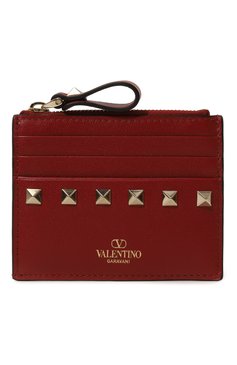 Женский кожаный футляр для кредитных карт VALENTINO красного цвета, арт. 5W2P0T35/B0L | Фото 1 (Материал сплава: Проставлено; Нос: Не проставлено; Материал: Натуральная кожа)