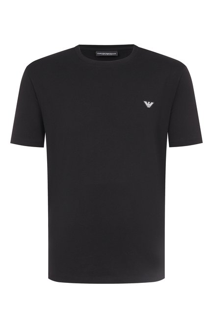 Мужская хлопковая футболка EMPORIO ARMANI черного цвета, арт. EM000574/AF12335 | Фото 1 (Материал сплава: Проставлено; Материал внешний: Хлопок; Длина (для топов): Стандартные; Драгоценные камни: Проставлено; Рукава: Короткие)