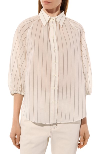 Блузка из хлопка и шелка BRUNELLO CUCINELLI, арт. MH791B1079, фото 3