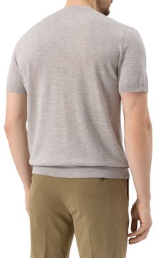 Мужской джемпер из шелка и льна CORNELIANI серого цвета, арт. 25M547-2525111 | Фото 4 (Материал внешний: Лен, Шелк; Материал сплава: Проставлено; Длина (для топов): Стандартные; Рукава: Короткие; Драгоценные камни: Проставлено; Мужское Кросс-КТ: Джемперы; Принт: Без принта; Вырез: Круглый; Стили: Кэжуэл)