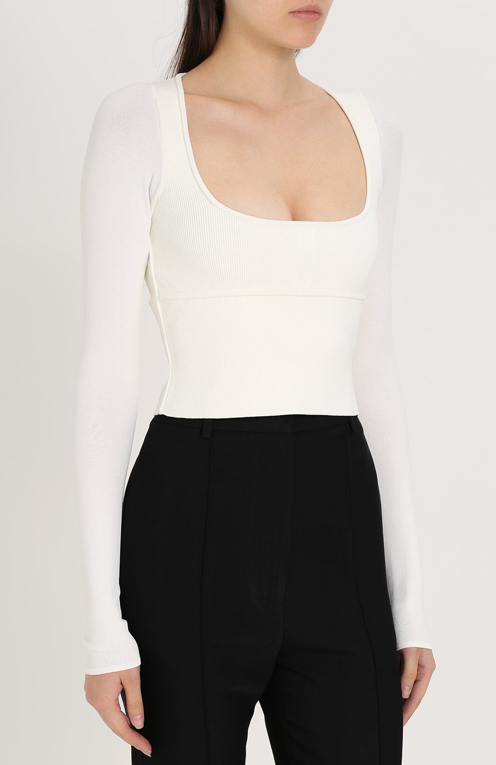 Облегающий топ фактурной вязки с длинным рукавом KHAITE, арт. 8033-101/K400, фото 3