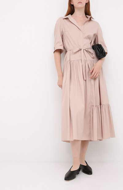 Хлопковое платье TEGIN бежевого цвета по цене 38500 руб., арт. SD1907A, фото 2 Хлопковое платье TEGIN, арт. SD1907A, фото 2