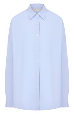 Женская хлопковая рубашка DRIES VAN NOTEN голубого цвета, арт. 251-010700-1466 | Фото 1 (Длина (для топов): Удлиненные; Материал внешний: Хлопок; Рукава: Длинные; Принт: Без принта; Женское Кросс-КТ: Рубашка-одежда; Стили: Кэжуэл; Автоматизация ТО: Проставлено; Автоматизация состава: Проставлено)