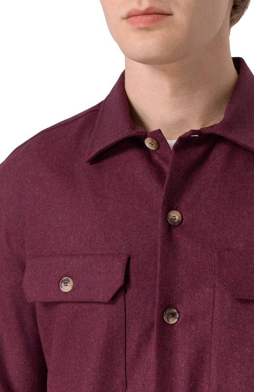 Шерстяная рубашка Brunello Cucinelli M038P0720 Бордовый  M038P0720 Фото 5